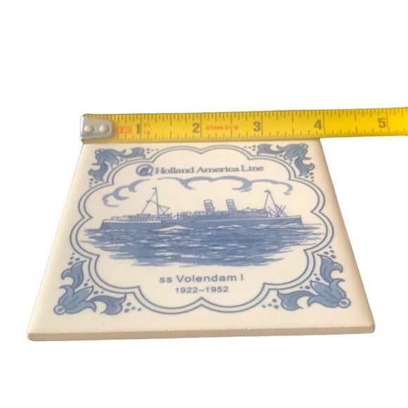 Vintage Holland America Line Delft SS Volendam I Ceramic Tile Coaster Cruise - Picture 7 of 7
